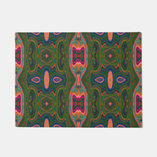 Retro Abstract Blue, Green and Orange Pattern Doormat