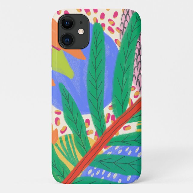 Retro Abstract boho leaves pattern Case-Mate iPhone Case (Back)