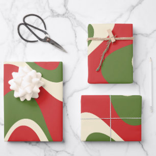 Retro Abstract Boho Trippy Christmas Patterns Wrapping Paper Sheet