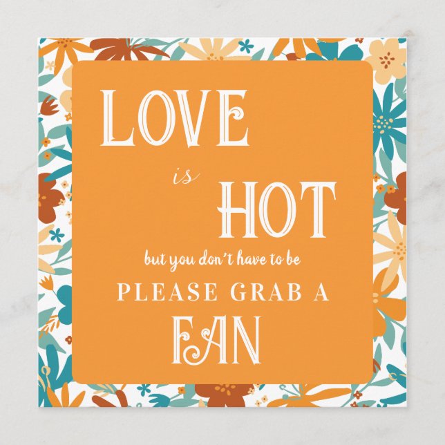 Retro Abstract Bright Bold Wedding Fan Sign Program (Front)