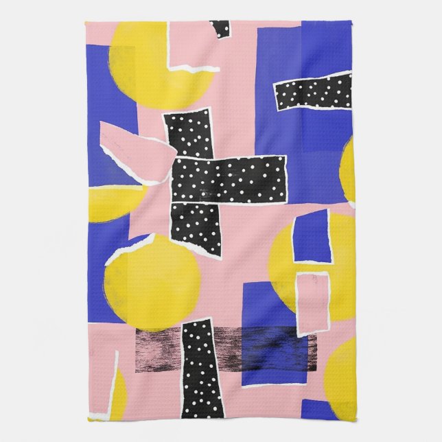 Retro Abstract Brushstroke (10) Tea Towel (Vertical)