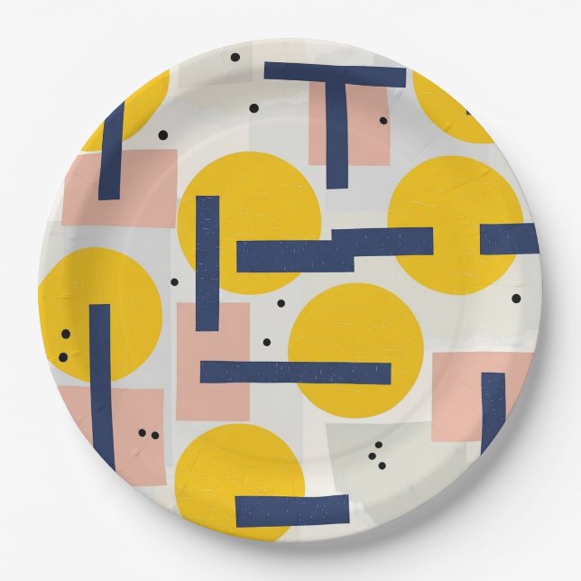 Retro Abstract Brushstroke (12) Paper Plate (Front)