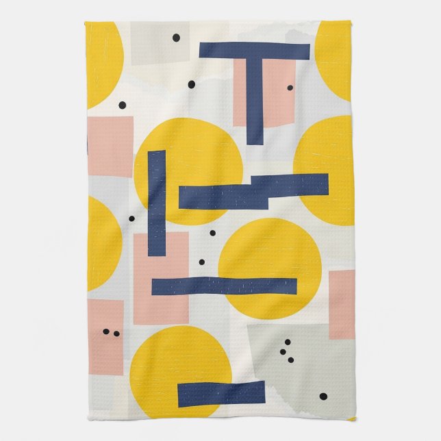 Retro Abstract Brushstroke (12) Tea Towel (Vertical)