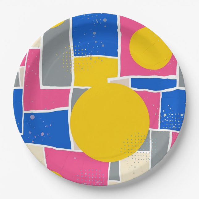 Retro Abstract Brushstroke (14) Paper Plate (Front)