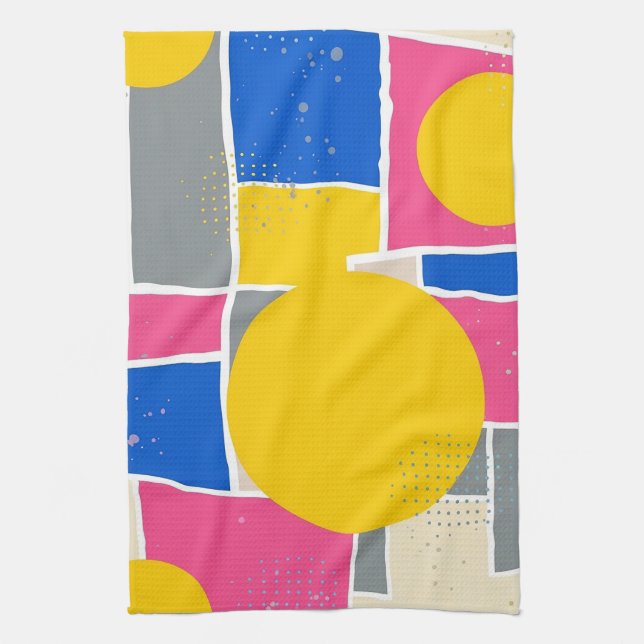 Retro Abstract Brushstroke (15) Tea Towel (Vertical)