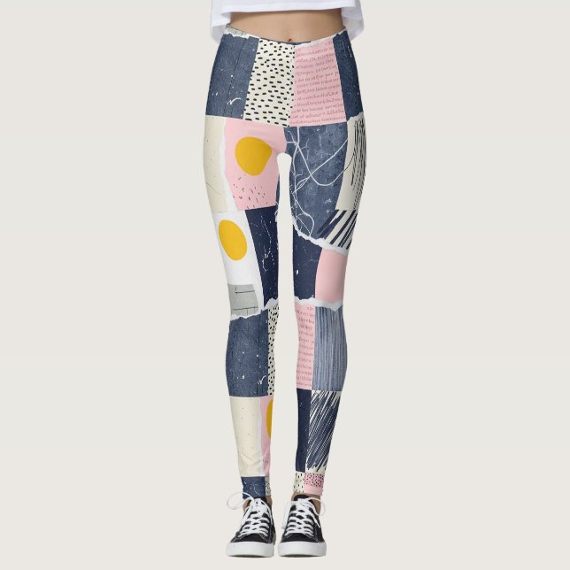 Retro Abstract Brushstroke (1) Leggings (Front)