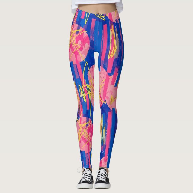 Retro Abstract Brushstroke (2) Leggings (Front)