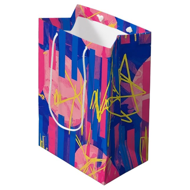 Retro Abstract Brushstroke (2) Medium Gift Bag (Front Angled)