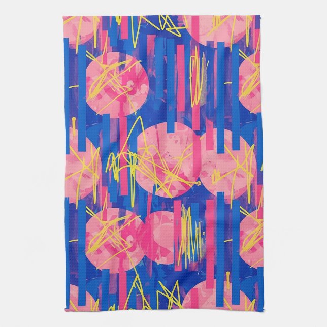 Retro Abstract Brushstroke (2) Tea Towel (Vertical)