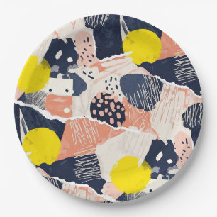 Retro Abstract Brushstroke (4) Paper Plate