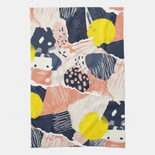 Retro Abstract Brushstroke (4) Tea Towel