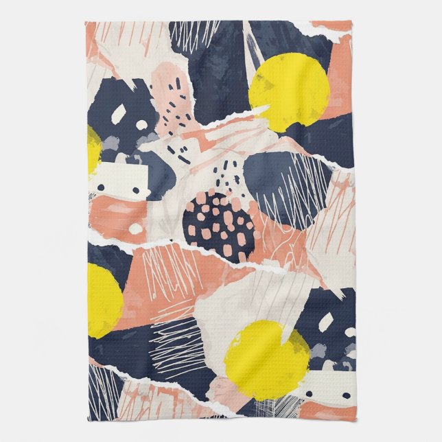 Retro Abstract Brushstroke (4) Tea Towel (Vertical)