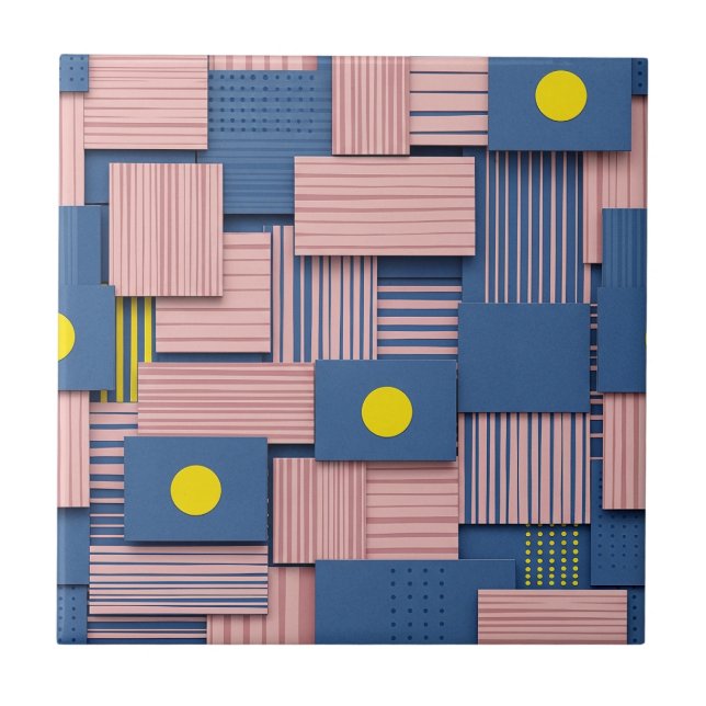 Retro Abstract Brushstroke (5) Ceramic Tile (Front)