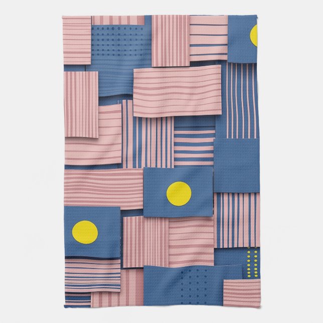 Retro Abstract Brushstroke (5) Tea Towel (Vertical)