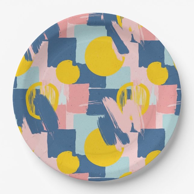 Retro Abstract Brushstroke (6) Paper Plate (Front)