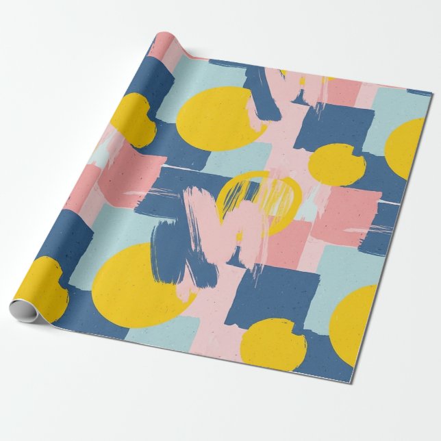Retro Abstract Brushstroke (6) Wrapping Paper (Unrolled)