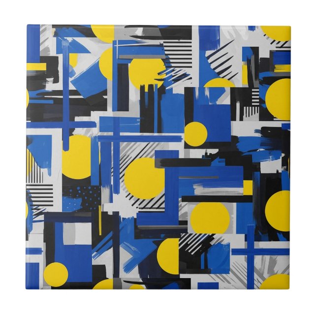 Retro Abstract Brushstroke (7) Ceramic Tile (Front)