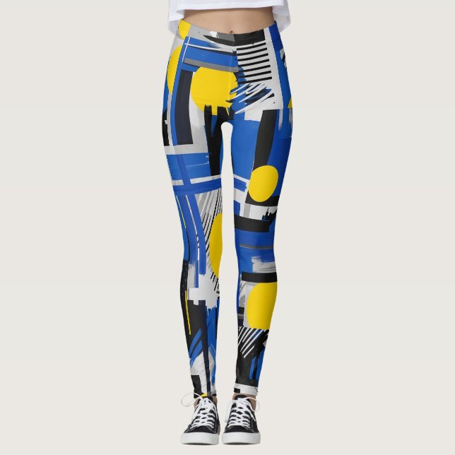 Retro Abstract Brushstroke (7) Leggings (Front)