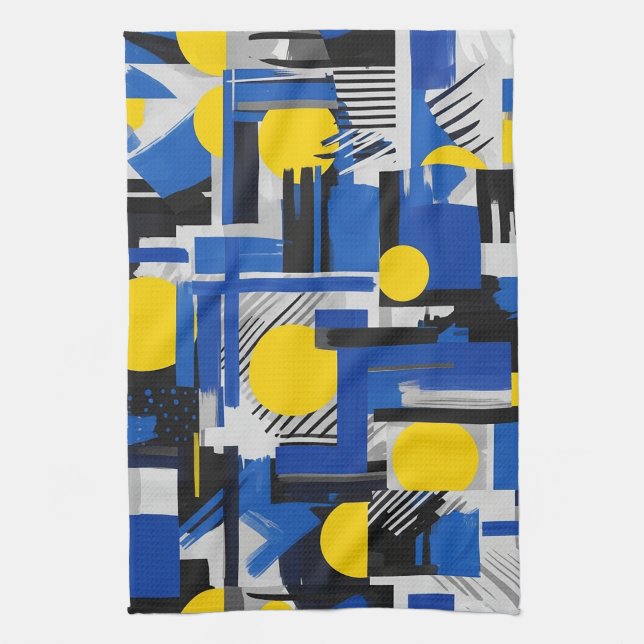 Retro Abstract Brushstroke (7) Tea Towel (Vertical)