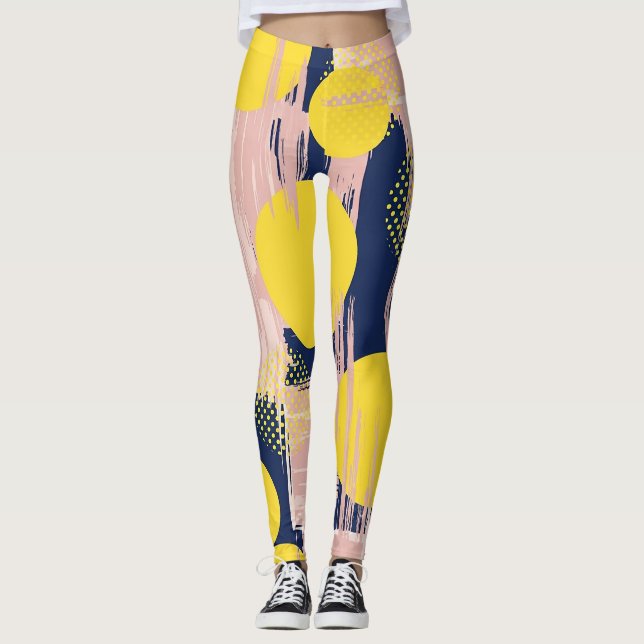 Retro Abstract Brushstroke (8) Leggings (Front)