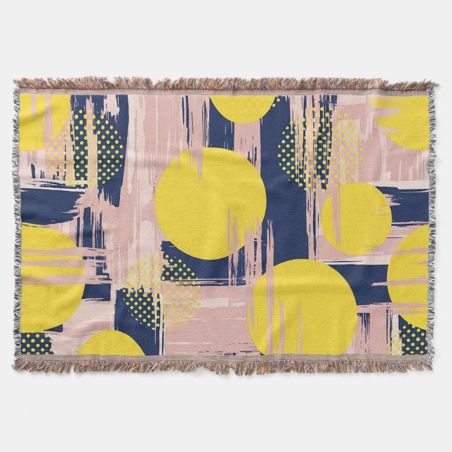 Retro Abstract Brushstroke (8) Throw Blanket (Front)