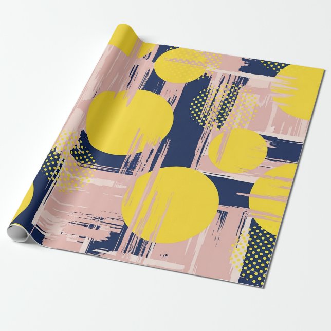 Retro Abstract Brushstroke (8) Wrapping Paper (Unrolled)