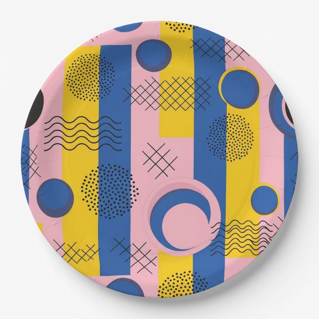 Retro Abstract Brushstroke (9) Paper Plate (Front)