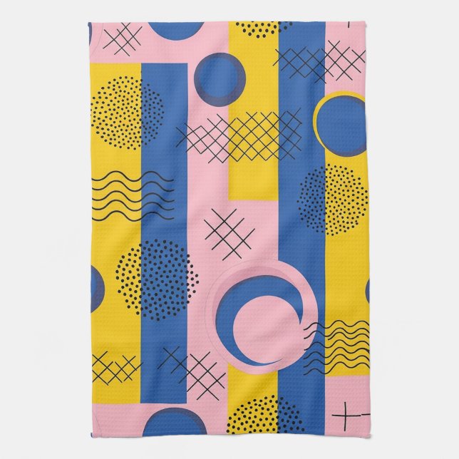 Retro Abstract Brushstroke (9) Tea Towel (Vertical)