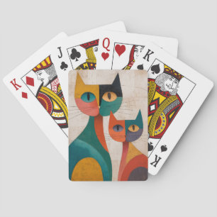 Retro Abstract Cats Playing Cards