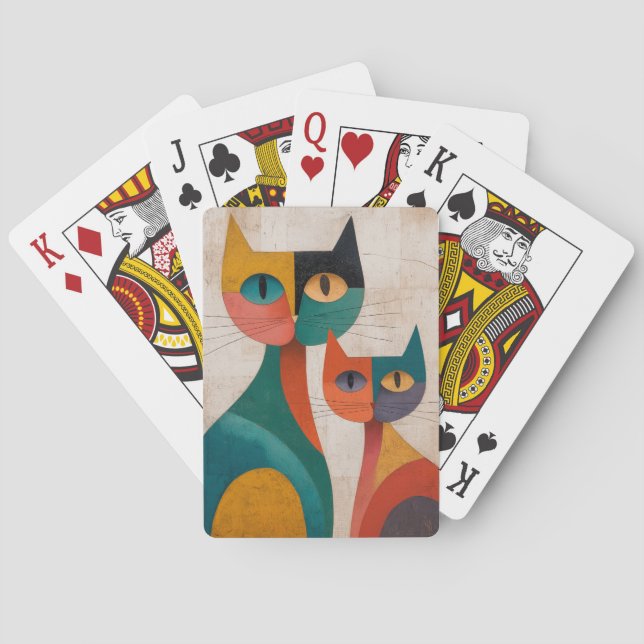 Retro Abstract Cats Playing Cards (Back)