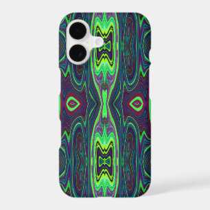 Retro Abstract Chartreuse, Red and Blue Pattern