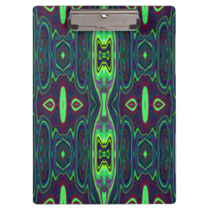 Retro Abstract Chartreuse, Red and Blue Pattern Clipboard