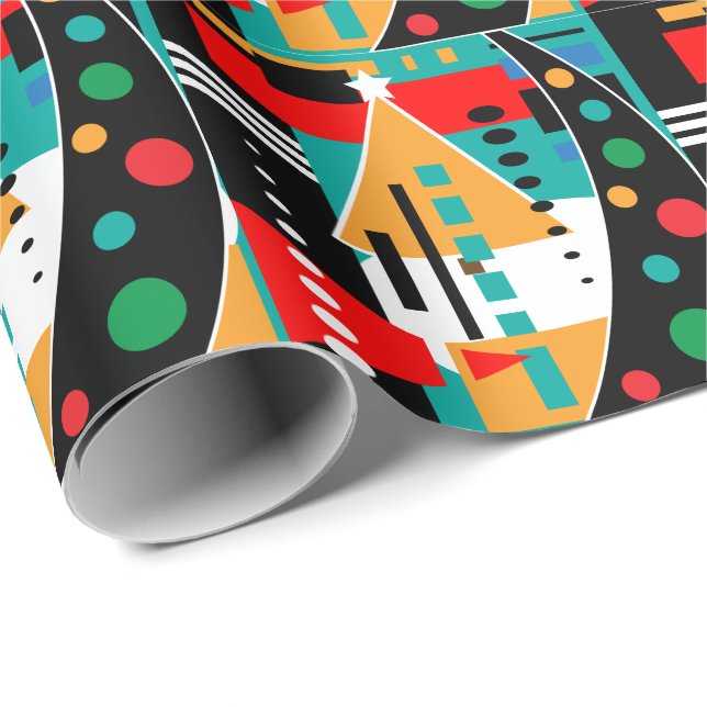 Retro Abstract Christmas Wrapping Paper (Roll Corner)