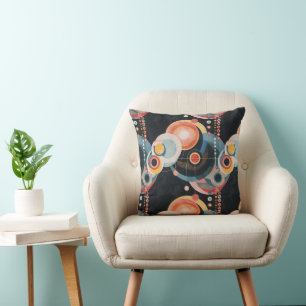 Retro Abstract Circles in style of Hilma af Klint Cushion