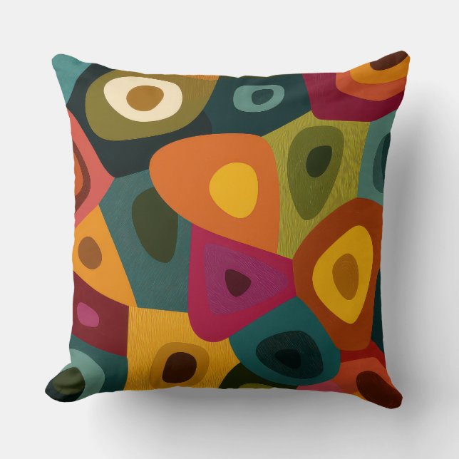 Retro Abstract Color Block Modern Throw Pillow (Front)