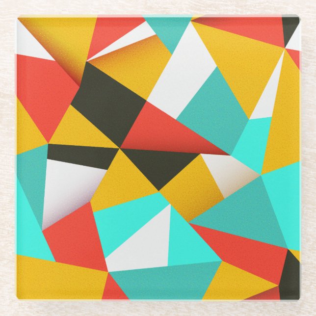 Retro Abstract: Colourful Blend. Glass Coaster (Front)