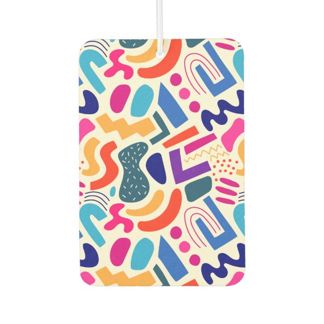Retro Abstract Colourful Doodle Pattern Car Air Freshener (Front)
