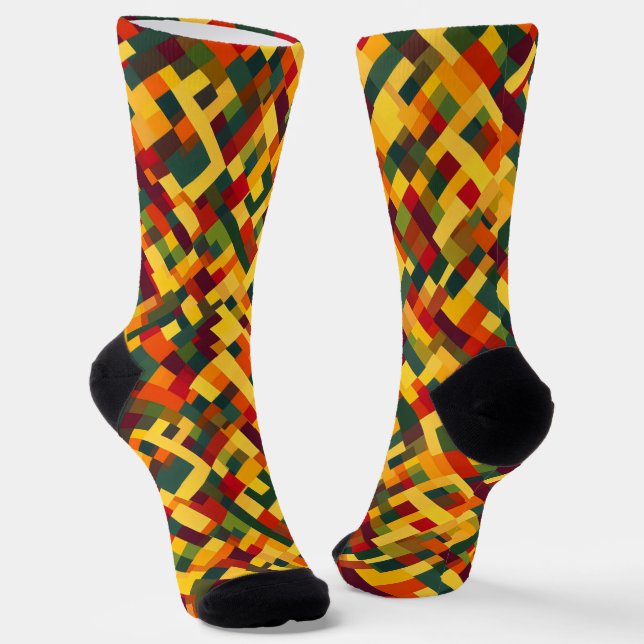 Retro Abstract Colours Pattern Socks (Angled)