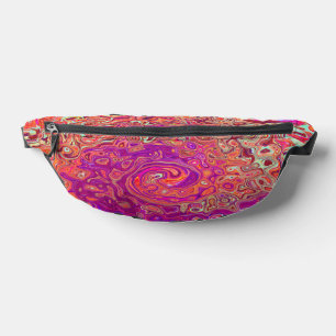 Retro Abstract Coral and Purple Marble Swirl Bum Bags
