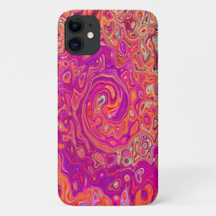 Retro Abstract Coral and Purple Marble Swirl iPhone 11 Case