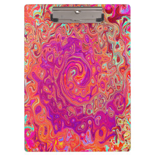 Retro Abstract Coral and Purple Marble Swirl Clipboard