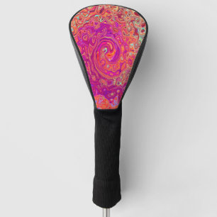 Retro Abstract Coral and Purple Marble Swirl Golf Head Cover