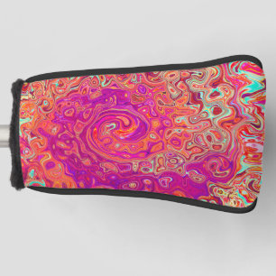 Retro Abstract Coral and Purple Marble Swirl Golf Head Cover