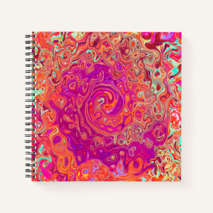 Retro Abstract Coral and Purple Marble Swirl Notebook