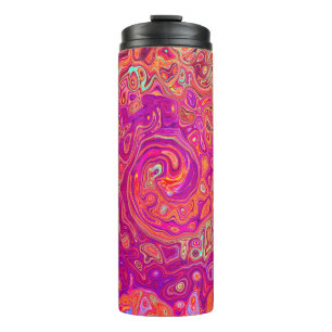 Retro Abstract Coral and Purple Marble Swirl Thermal Tumbler