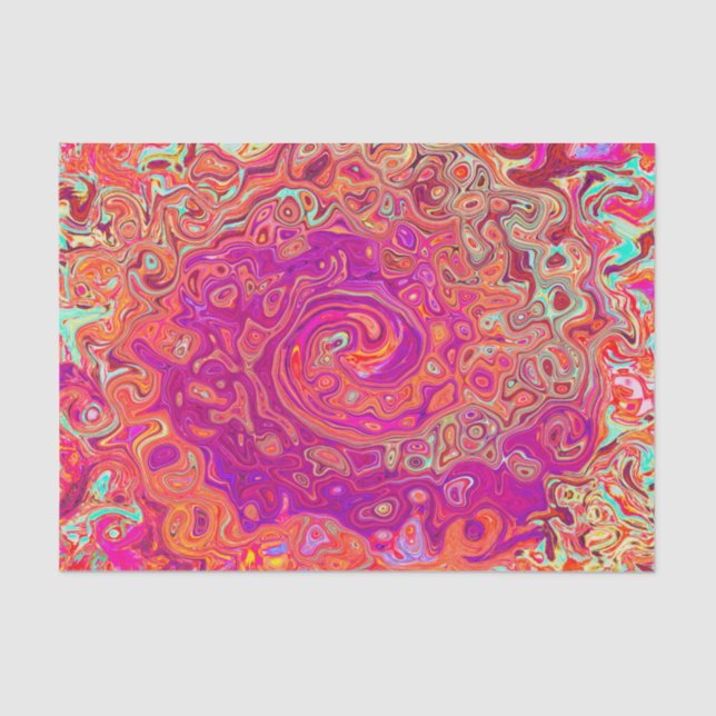 Retro Abstract Coral and Purple Marble Swirl Tissue Paper (Front)