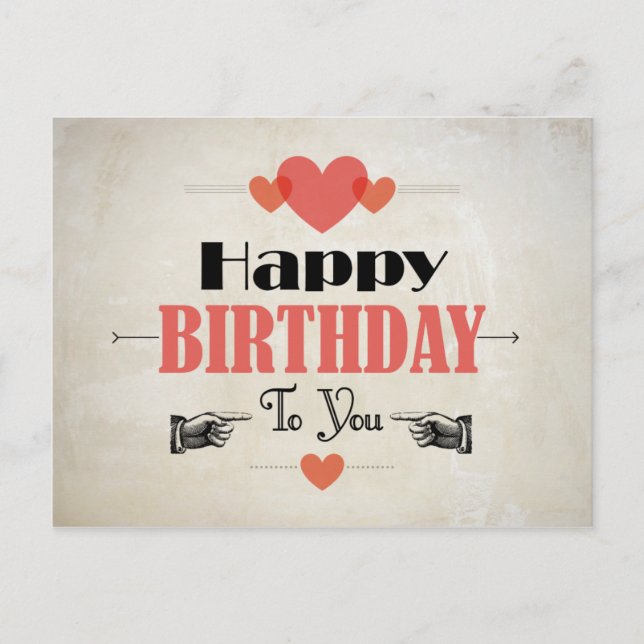 Retro Abstract Cream Birthday Card (Front)