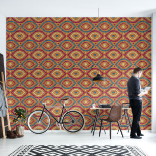 Retro abstract design in green Ikat navajo style. Wallpaper