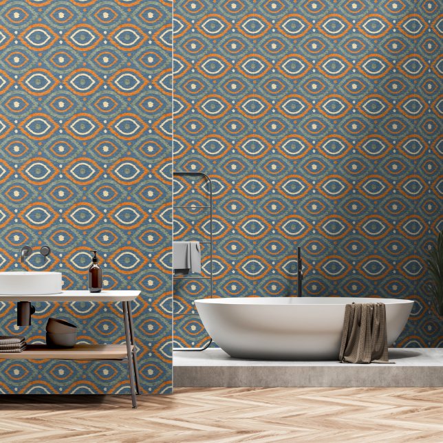 Retro abstract design in Ikat navajo style. Wallpaper (Bathroom)