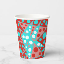 Retro abstract designs in red, white & turquoise 